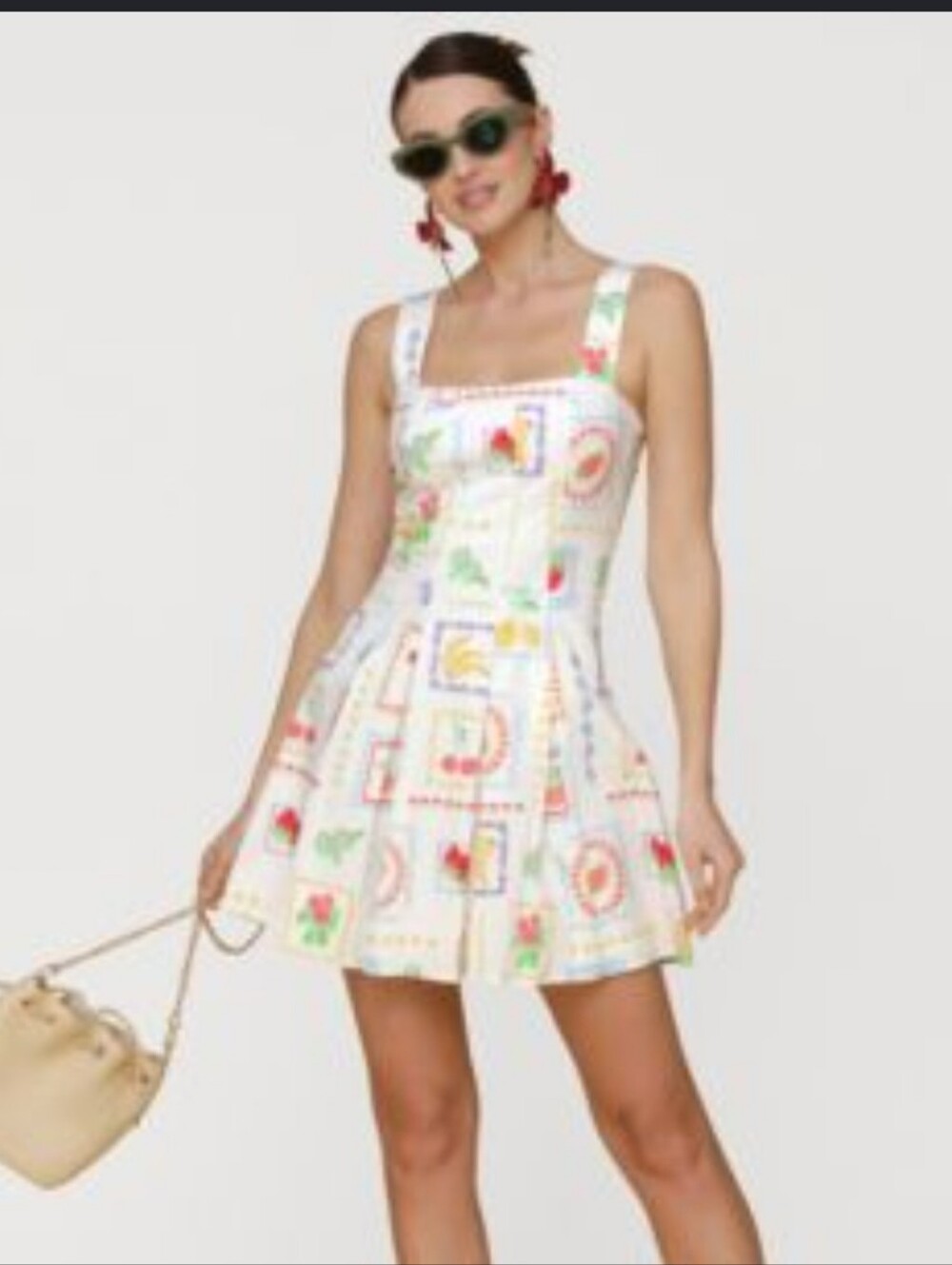 Avec Les Filles With The Girls Fruit Print Cotton Mini Dress 12 NWT $129 Cocktai
